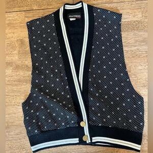 John Roberts Vintage Black and White Polka Dot Vest